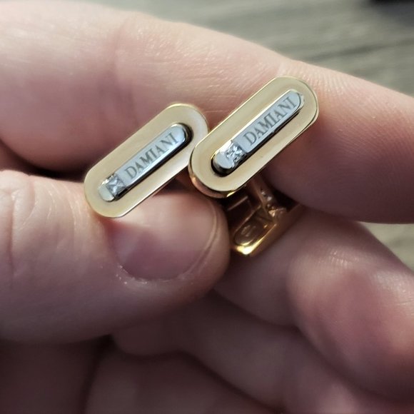 DAMIANI Cufflinks with diamonds 18K Two Tone ITALY - Picture 3 of 6